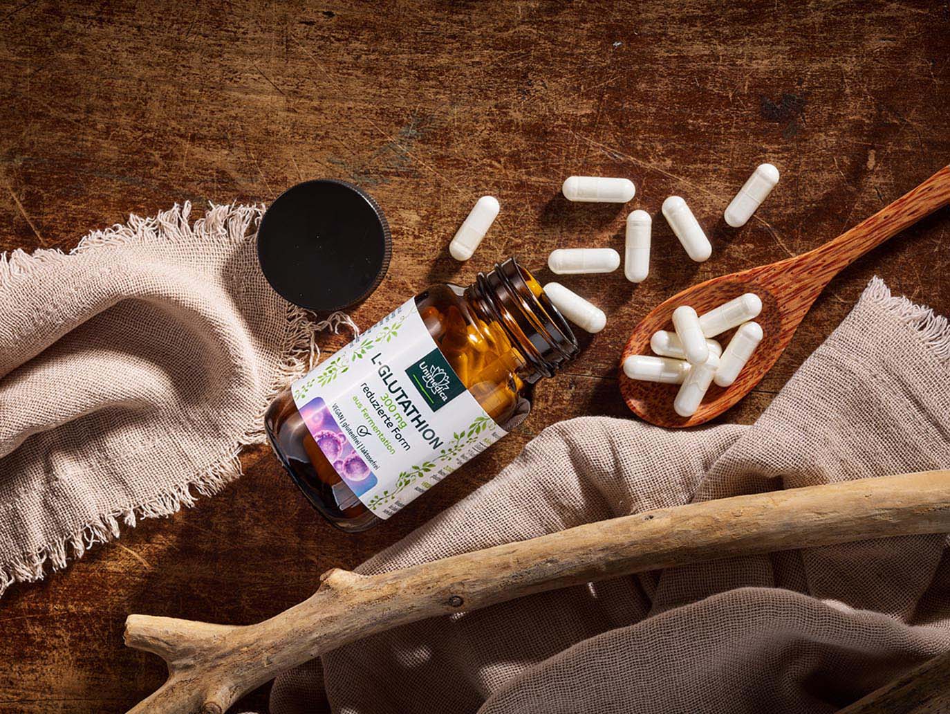 L-Glutathione - reduced form from natural fermentation - 300 mg per daily dose (1 capsule) - 60 capsules - from Unimedica